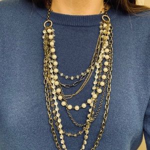 Anthropologie Layered Long Mixed Metal Necklace